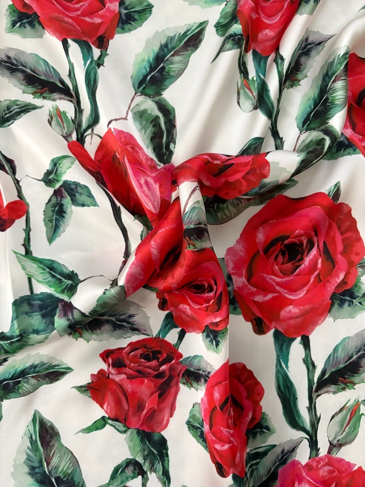 Dolce & Gabbana Rose Dress Deadstock Silk Satin Fabric