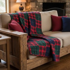 Fraser Modern Tartan Fabric Poly Viscose Wool Free-Multiple Sizes Available