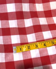 6+ yds x 44″ TRUE VINTAGE Red & White 1” Jumbo Check Gingham Cotton Fabric NOS