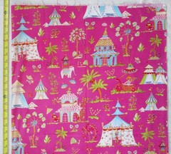 1 YD OOP~Cotton Haute Girls Toile Free Spirit Westminster Fibers Hot Pink+Multi
