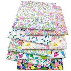 CraftsFabrics 8Pcs Floral Precut Fabric Square Sheets for Quilting, Crafting