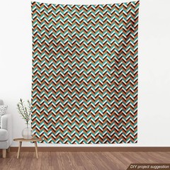 Ambesonne Mid Century Fabric By Yard, Herringbone Pattern In Retro Colors