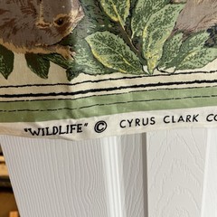 Cyrus Clark Wildlife Vtg Fabric Chintz 7 Panels Animal Frog Raccoon Fish 26.5×38