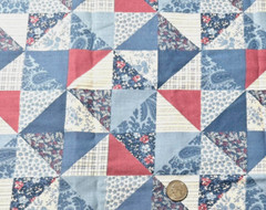 VTG `91 Patchwork 4″ Squares Cheater Shades Blue & Mauve Fabric Tradition BTFQ