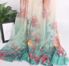 58” Wide By Yard Floral Painting Chiffon Gauze Dancing Dress Fabric Chiffon 50D