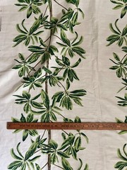 1.5 yards Thibaut Mangrove Tree Green & White Fabric Linen Cotton Tropical Leaf