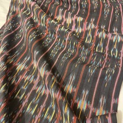 Guatemalan Ikat Woven Cotton Fabric Textile Pattern Black Multi Color 36″ NEW