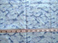 15″ x 44″ Cotton Fabric Blue Clouds with Metallic Silver Swirls All Over