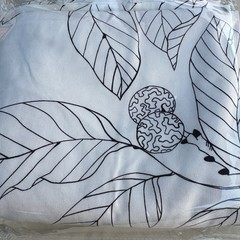 IKEA Fabric 60×120 White Black Maria Astrom 2004 Botanical Leaf Canvas 3.3Yd