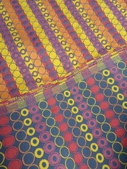 Anzea Upholstery Fabric Enterprice Circles Purple Yellow 4.5 yds Germany