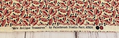Paintbrush Studio Cotton Fabric Tiny Red/Black on Beige Leaf Print