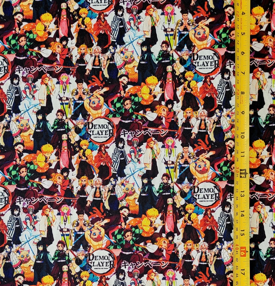 DEMON SLAYER ANIME COLLAGE V2 1 YARD FABRIC ( 36″ X 58″ ) BRAND NEW