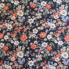 Yard, Small Floral, Flowers On Navy Blue Cotton $3.99 Ships ANY Amount Of Fabric