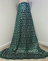 1.5 Yard Green Silver Sequins Embroidered Lace fabric 50” Width