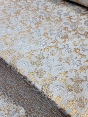 Metallic Brocade Floral Swirls Fabric Shiny Sold By The Yard SILVER GOLD FOR DRE