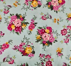45″ x 108″ – 3 Yards Blue w/Multicolor Flowers Cotton Sewing Fabric