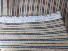 Sewing Fabric Classic Cottons Light Pillow Ticking Stripe Blue & Tan 1.25yx45″