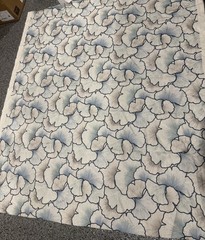 Pindler Aurelia in Denim Blue, Embroidered Ginkgo Leaves, 8103, 1.8 yards