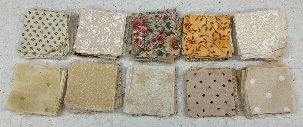2″ x 2″ SQUARES – PACK #2 – BEIGE MIXED COTTON QUILTING SQUARES–200 PCS
