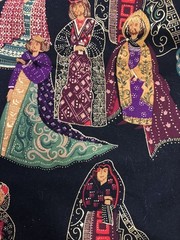 Vintage Christmas Fabric – Royalty Pattern w/ Gold Accents, 1990’s Hancock MN