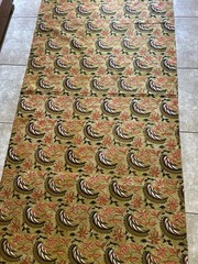 Vintage Indonesian Batik Orange & Brown Fabric Cotton 41 1/2” x 91”