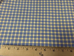 Vintage Plaid Checked Squares Print Fabric Yellow White And Blue 100% Cotton BTY