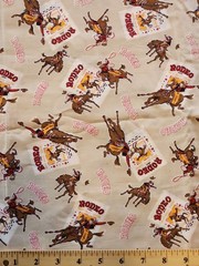 Vintage western rodeo horse 100% cotton fabric tan 35″ wide x 2-1/4 yard