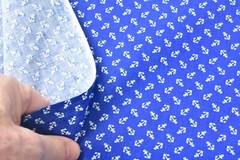 30″ Long, Vintage, Tiny White Anchors on Royal-Blue Quilt Cotton, P9710