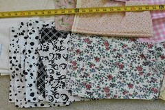 Lot, Quilt Cotton Pieces & Scraps, Beiges, 3 Pounds & 1 Ounces, S13