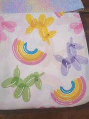 Lot of Children themed Fabric, Pigs, rainbows, balloon unicorns, 13oz pink blue