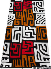 African Ankara Wax Print,100% Cotton, Sell by 6 Yards-Red White Black Brown
