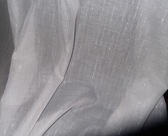 WHITE COTTON VOILE FABRIC with SILVER LUREX PINSTRIPE, 150 cm wide, AUSTRALIAN