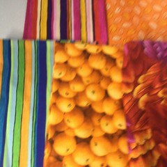 Fabrics Rectangular Cotton Stripes Feathers Oranges 11 oz 5 Pieces