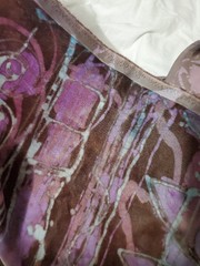 2.5 Yds Vintage Estate Batik Velvet Fabric 100 X 42 Magenta Blue Lavender Purple