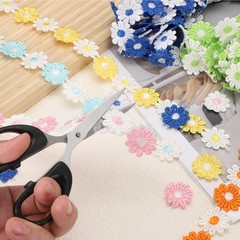 5 Yards 1 Inch Wide Delicate Floral Edge Lace Trim, Orange-White