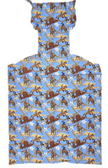 West Cowboys Indians Horses Brown Blue Shamash & Sons 5540 Cotton Fabric 1.2+ YD