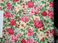Fabric Beige Background Red/Blue/White Flowers 2 Yards + 33″ x 45″ 100% Cotton
