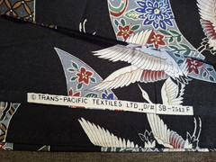 BLK FABRIC ORIENTAL ASIAN CRANES TRANS PACIFIC TEXTILES 7543 Appro 2yd x43″ READ