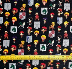 ATTACK ON TITAN CHIBI BLACK ANIME 1 YARD FABRIC ( 36″ X 58″ ) BRAND NEW