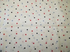 Small Blue Red Black Polka Dots on White Cotton Fabric 1 yd x 44 craft quilt