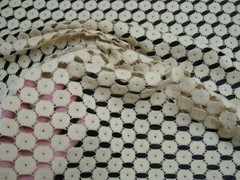 1 of 25 yds Belle Maison Fabric Lace Crochet Bianca Barley beige 54″ x 36″ BTY