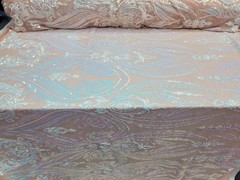 Fabric Sold By The Yard Iridescent White Sequin Bridal Lace Stretch Mesh Dress