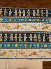 Atomic Bots Cotton Border OOP Boys Fabric Robot Alien UFO Rockets Planets Space