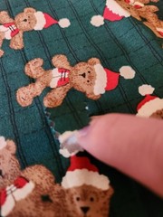 33″ x 29″ Fabric Santa Teddy Bears On Green Background Vintage
