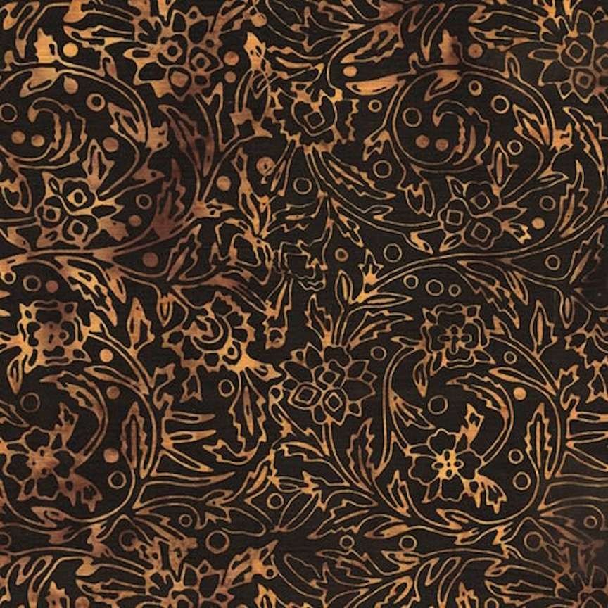 Island Batik – Kings Castle – Outline Vine – Black Slate, Fabric by the Yard