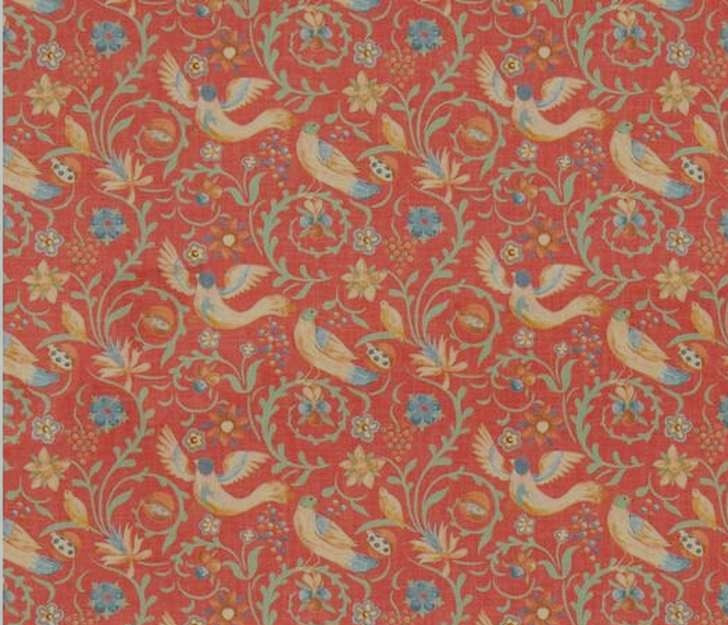 GP & J BAKER CURTAIN FABRIC DESIGN DESIGN Royal Court 6.5 METRES RED LINEN BLEND