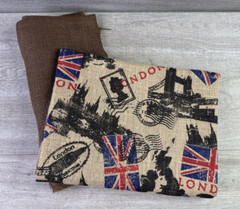 Vintage Burlap Fabric For Crafts London Britain Flag 48”x 36” Brown 40”X44”