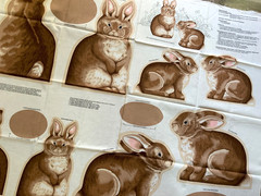 NEW Vintage VIP Cranston RABBITS Cut Sew Fabric Panel – Makes (4) Bunny Pillows