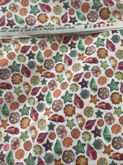 Vintage Fabric Lyndurst Cotton Colorful Seashells Sold BTY Janet Orfini