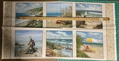 REALISTIC BEACH SCENES COASTAL LIFE SEASIDE 6 BLOCK COTTON FABRIC PANEL